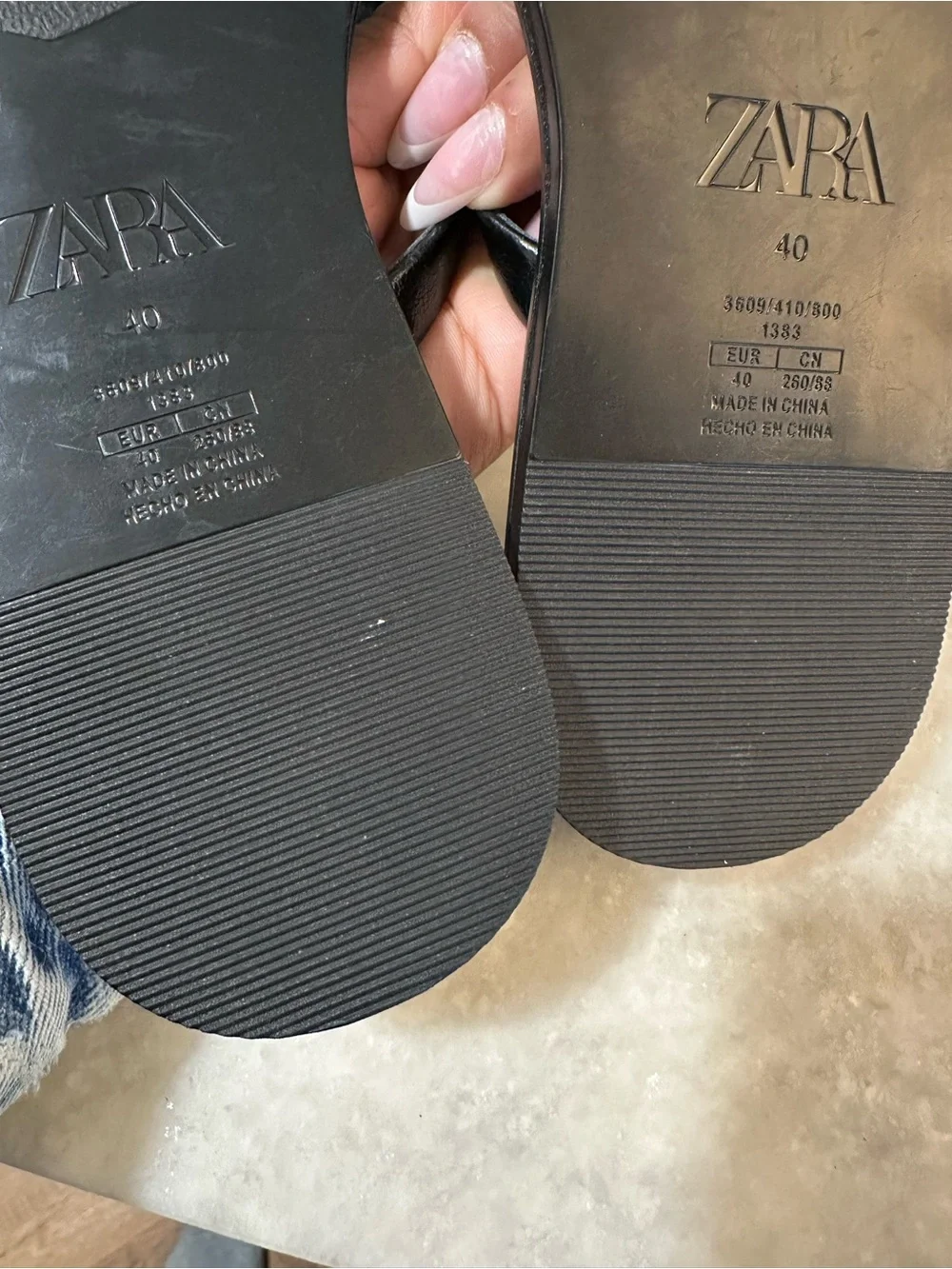 Zara Black Flip Flop Sandals with Gold Accent - Picture 2 of 5